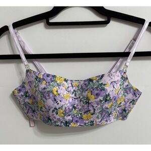 Victoria's Secret Lined No-Wire Bra Wireless Women's Medium‎ Floral Butterflies